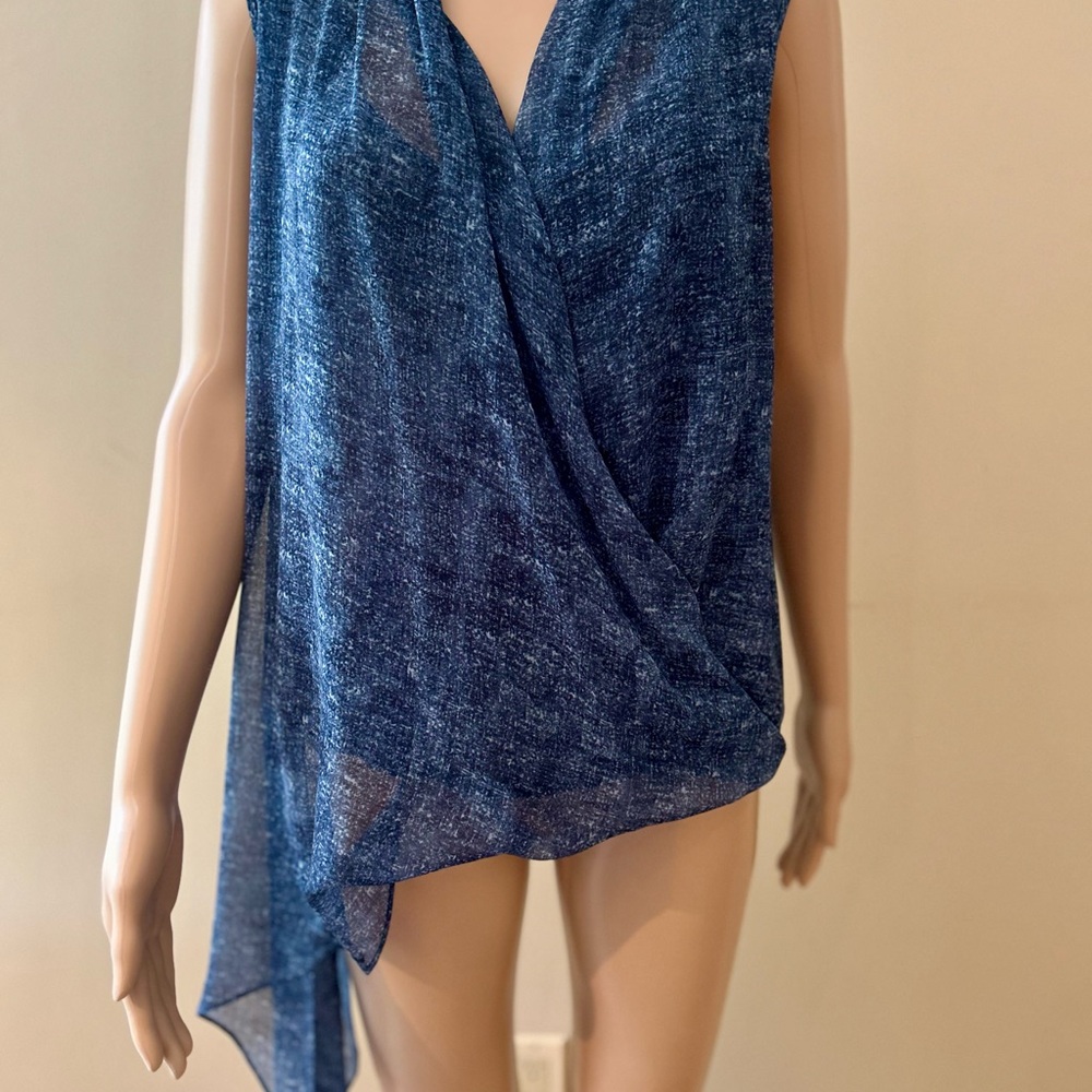 BCBGMaxAzria Textured Blue Top